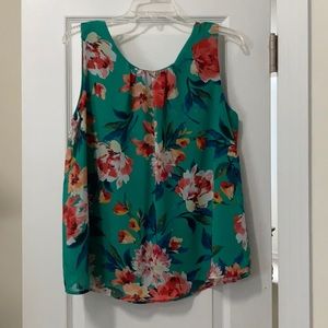 Green floral blouse with back tie